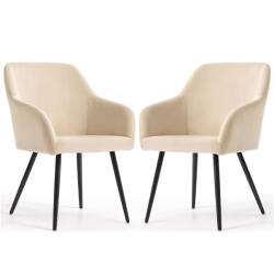 AKORD ESTELLE Kárpitozott Szék Bársony Bézs Fekete Lábakkal 2 db (ESTELLE-BEB)