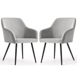 AKORD ESTELLE kárpitozott szék welúr szürke fekete lábakkal 2 db (ESTELLE-GRB)