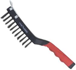 Dedra 4 soros drótkefe, DEDRA 2001P14 kaparó, acél, 340 mm, kettős anyagú fogantyú (2001P14)