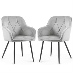 AKORD DIAMANTE Kárpitozott Szék Welúr Szürke Fekete Lábakkal (DIAMANTE-GRB)