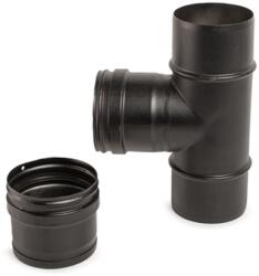 Inoxterm 90°-os rozsdamentes füstcső "T" elem gyűjtő edénnyel - fekete (Ø100 mm) (P5204F)