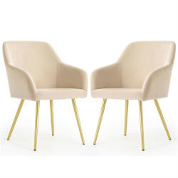 AKORD Estelle Kárpitozott Szék Welúr Bézs Arany Lábakkal 2 db (ESTELLE-BEG)