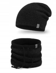 PaMaMi Téli férfi szett Pamami fekete Lengyel kémény sapka elegáns meleg (20027+2301045 zestaw zimowy PAMAMI)