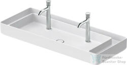 Duravit BENTO STARCK BOX 114x46 cm-es pultra ültethető, csiszolt aljú mosdó 2 csaplyukkal, HygieneGlaze mázzal, matt fehér 2660113272 (2660113272)