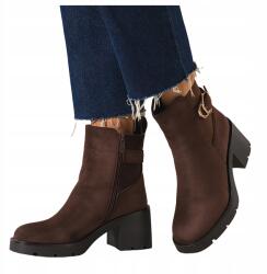 Casu Csokoládé Bokacsizma Női Kényelmes Széles Sarok Pánt Csattal Divatos R 41 (7103890000419)