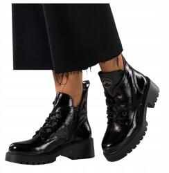 Casu Bokacsizma Fekete Női Lakkozott Kényelmes Futó Platform Divat R 40 (7103440000401)