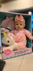 Action Baby Doll Olivia with unicorn plush, aranyos unikornis játékbaba+csokoládé (3217608)