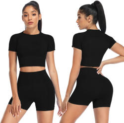  Női Crop Top Sport Jóga Fitnesz Edzés Modellező Fekete L (B0BPSDQHSY)