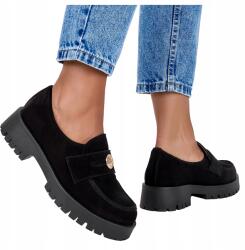 Casu Mokaszin Női Fekete Bőr Platform Bebújós Félcipő Kényelmes R 37 (7090070000379)