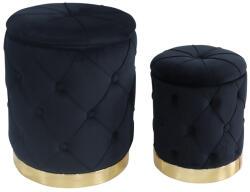 AdTrend Set 2 tabureti catifea neagra 31 x 38, 42 x 52 cm (100358)