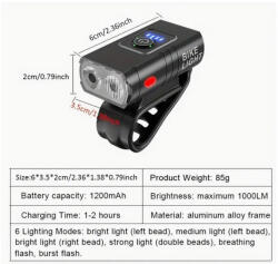  Led USB Type-C első-hátsó kerékpár lámpa szett (LED-USB-Type-C-kerekpar-lampa-szett)