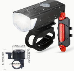  Led USB első-hátsó kerékpár lámpa szett (Led-USB-elso-hatso-kerekpar-lampa-szett)