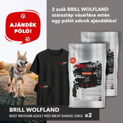  Brill Wolfland beef premium adult red meat range 20kg x2 csomagajánlat ajándék Brill pólóval