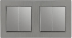 Leziter Nova kettős csillárkapcsoló 10A 250V 105 szürke kerettel (LN2KERV-SZ_LN105-SZ_2) - homelux