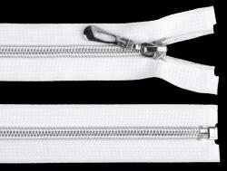 Fashion Műanyag fogú, bontható spirálcipzár ezüst fogazással, No. 7, 7mm, 50cm hosszú, 270369, fehér