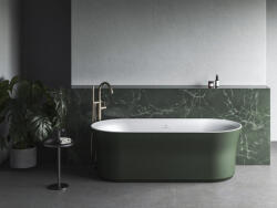 RAVAK Ypsilon 180x80, akrilkád, Grey Green/fehér, szabadonálló, fehér/fekete/króm lefolyó