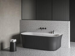 RAVAK Ypsilon Wall 178x86, akrilkád, fekete/fehér, szabadonálló, fekete/fehér/króm lefolyó