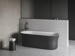 RAVAK Ypsilon 180x80, akrilkád, fekete/fehér, szabadonálló, fekete/fehér/króm lefolyó - szerelvenycenter