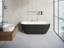 RAVAK Freedom Wall 166x80 akrilkád, fekete/fehér, fekete/fehér/króm lefolyó