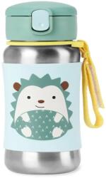 Skip Hop Spark Style Straw Bottle sticlă inoxidabilă pentru apă cu pai Hedgehog 12 m+ 350 ml