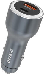 Dudao R4Ultra 120W Power Delivery Quick Charge LED autós töltő USB-A USB-C - Szürke