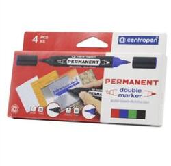 Centropen Alkoholos marker készlet, 1mm, /1-4mm, kéthegyű 1666, 4 klf. szín (CENTROPEN_34654) (CENTROPEN_34654)