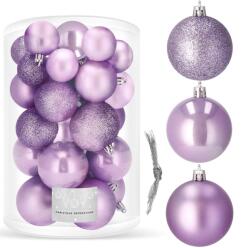 SPRINGOS Karácsonyfadísz Gömbszett - Lila - 30 db - 4, 5, 6 cm (CA0174)