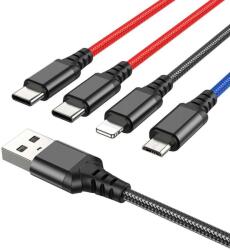 hoco. kábel USB 4in1 iPhone Lightning 8-pin + Micro + 2x Type C X76 fekete/ piros/kék (HC768650)