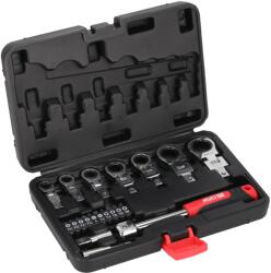 Dedra Sarokkulcsok racsnival, Hillen&Mohr 17L5001, 6-19mm, CrV, 20db, cserélhető fejek (17L5001)