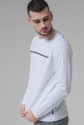 JACK & JONES Jack & Jones, Kerek nyakú felső csíkos mintával a mellrészen, Fekete, Fehér, L (12273134-BRIGHT-WHITE-L)