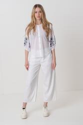 Benetton United Colors of Benetton, Pamutblúz hímzett részletekkel, Fehér, Sötétkék, S (5VZCDQ0BN-101-S)