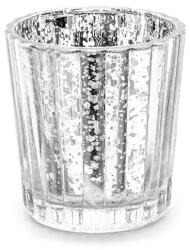 PartyDeco Gyertyatartó, ezüst, 6 cm, 4 db