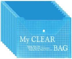 LEAN 20 db-os mappa szett zárással, átlátszó, kék, A4, 33, 4x23, 5cm (20992)