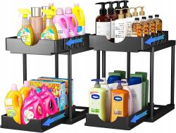  Konyhai rendszerező mosogató alá 2 szintes kihúzható fürdőszoba állvány 1db (MT-OK-W)