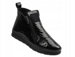  Női Bakancs Nika Komfort 0630-8410 Fekete Bőr Bélelt Kényelmes (0630-8410.CZARNY)