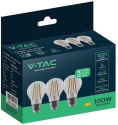 V-TAC 12W E27 meleg fehér filament A60 LED égő, 3 db/csomag - SKU 2174581 (2174581)