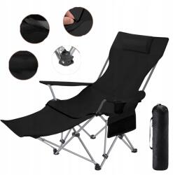  Kerti Napozóágy Túra Strand Összecsukható Huzat Fekete Lábtartó Fotel (250616GW10)