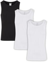 Build Your Brand Set 3 bucăți: Maiou bărbătesc din bumbac - Albă / neagră | 4XL (BY382-3ks-whi-bla-4XL)