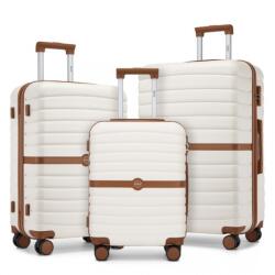 Konofactory Fehér 3 részes prémium utazóbőrönd szett „Harder - M, L, XL (S2592-3in1-white-HU)