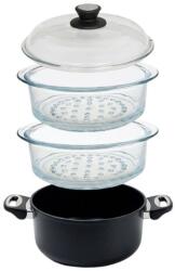 SKK titán-gyémánt gőzpároló edény 20 cm / 12 cm - indukciós, 2 párolóbetéttel és fedővel