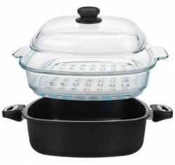 SKK Titan Diamant négyszögletes serpenyő 26x26/8 cm, üveg párolóbetéttel és fedővel