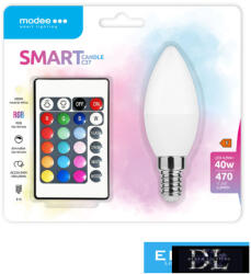 Modee LED Smart (Remote) Candle (Gyertya) C35 4, 9W E14 270° RGB+W (470 lumen) (MSL-C4-9WE14RGB-R)