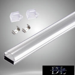 UNIVERSO mennyezetre aluprofil átlátszó íves fedlappal 2m 15*8.8mm (AL-01-T)