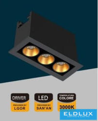 ELDLUX süllyesztett spot lámpa 6W 401lm 3000k 24° IP20 69x31mm Fekete/Arany (XTD-3-NC)