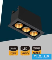 ELDLUX süllyesztett spot lámpa 6W 360lm 6000k 24° IP20 69x31mm Fekete/Arany (XTD-3-NF)