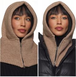 DEMUR Balaclava Kapucnis Női kötött pulóver téli bézs (kominy kaptury kominiarki czapki damskie)