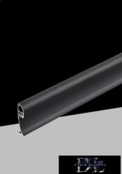 UNIVERSO Lábazati profil opál takaróval 10mm-es LED szalagnak Fekete 2000x14x60mm (AL-34)