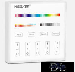 MIBOXER RF 2.4G RGB+CCT LED Szalaghoz Fali távirányító 4 Zónás fehér (FUTB4)