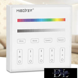 MIBOXER RF 2.4G RGBW LED Szalaghoz Fali Távirányító 4 Zónás fehér (FUTB3)