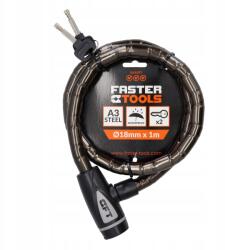  Faster Tools spirál kerékpárzár, 18mm x 1m, kulcsos (5907078922577)